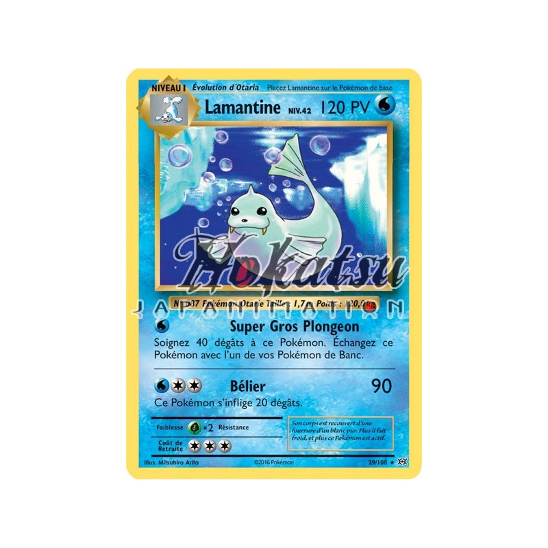 Pokemon card lamantine 29/108 rare xy12 french new