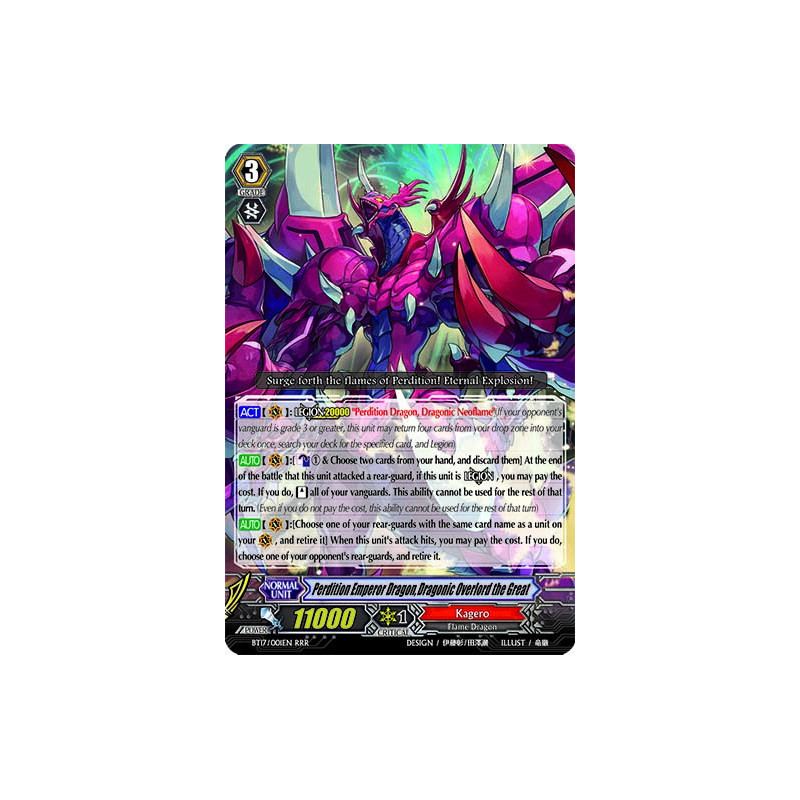 Vanguard_TCG_card_BT17_001EN_RRR_Perdition_Emperor_Dragon_Dragonic_Overlord_the_Great_Blazing_Perdition
