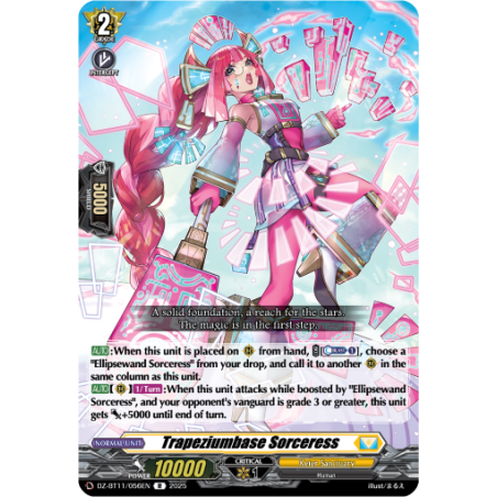 Vanguard_TCG_card_DZ-BT11_056EN_R_Trapeziumbase_Sorceress_Symphony_of_Might_Bloom