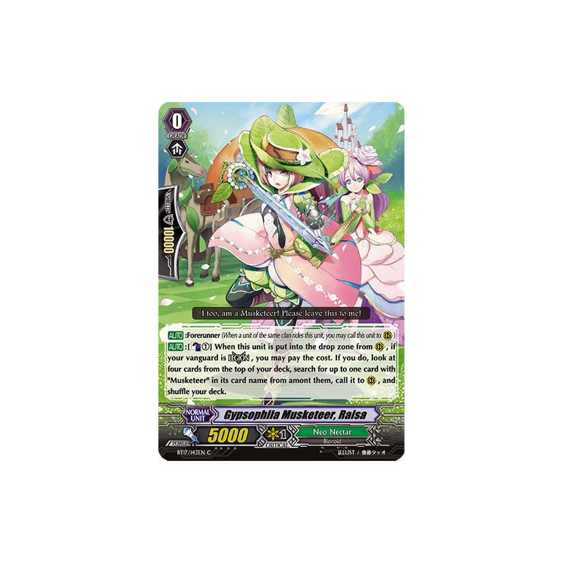 Vanguard_TCG_card_BT17_143EN_C_Gypsophila_Musketeer_Raisa_Blazing_Perdition