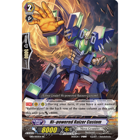 Vanguard_TCG_card_EB01_003EN_Hi-powered_Raizer_Custom_Comic_Style_Vol._1_