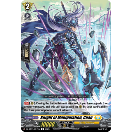 Vanguard_TCG_card_DZ-BT11_057EN_R_Knight_of_Manipulation_Cuan_Symphony_of_Might_Bloom