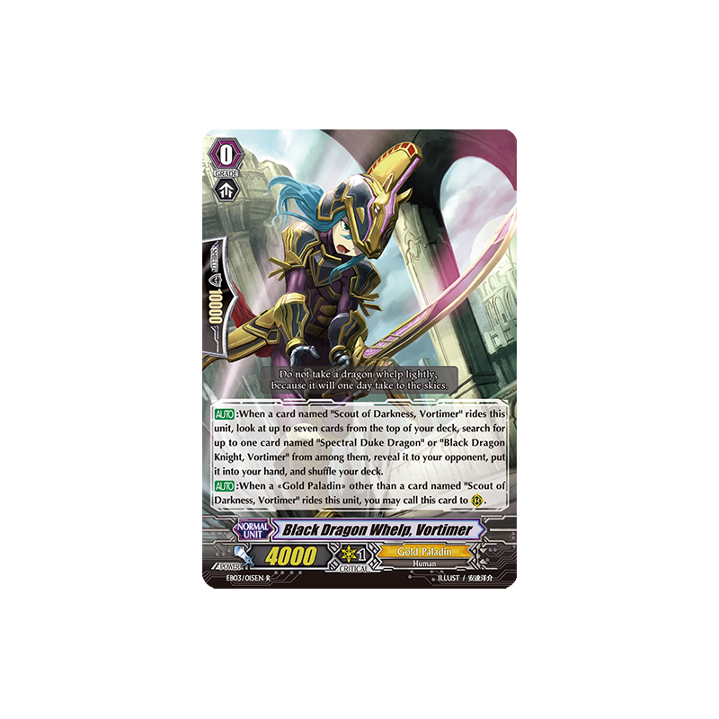 Vanguard_TCG_card_EB03_015EN_Black_Dragon_Whelp_Vortimer_Cavalry_of_Black_Steel_