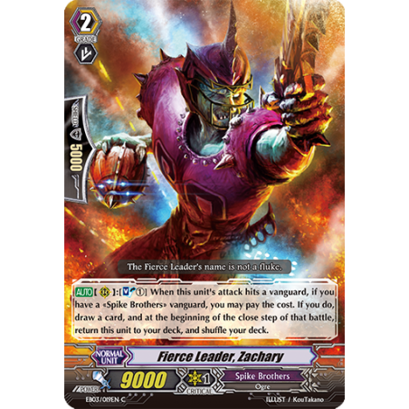 Vanguard_TCG_card_EB03_019EN_Fierce_Leader_Zachary_Cavalry_of_Black_Steel_