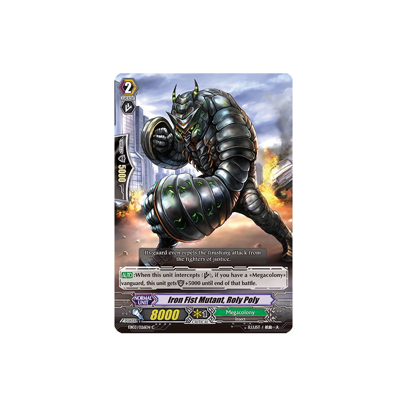 Vanguard_TCG_card_EB03_026EN_Iron_Fist_Mutant_Roly_Poly_Cavalry_of_Black_Steel_