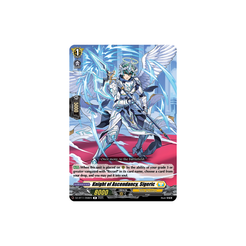 Vanguard_TCG_card_DZ-BT11_058EN_R_Knight_of_Ascendancy_Sigeric_Symphony_of_Might_Bloom