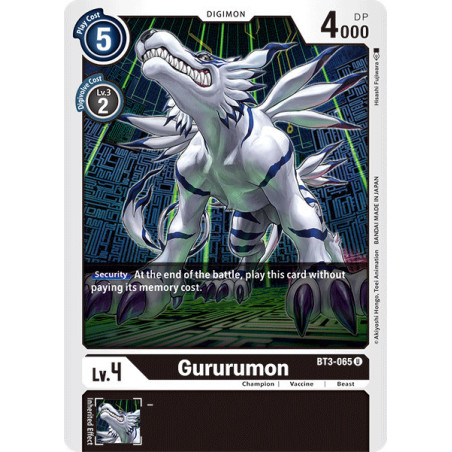 Digimon_TCG_BT3-065_Gururumon_Uncommon_Union_Impact_Card_Game