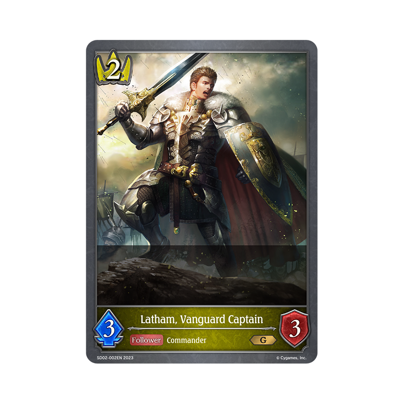 shadowverse-tcg-sd02-002en-gold-latham-vanguard-captain-blade-of-resentment