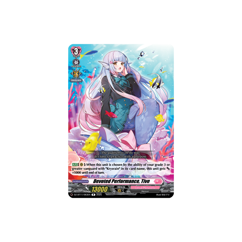 Vanguard_TCG_card_DZ-BT11_063EN_R_Devoted_Performance_Tive_Symphony_of_Might_Bloom