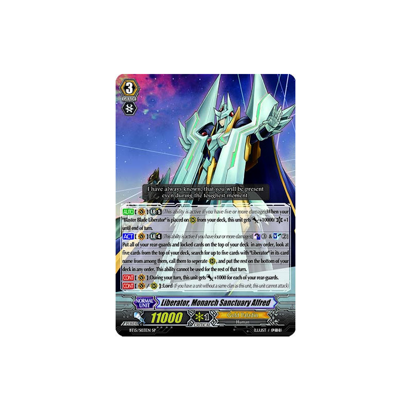 Vanguard_TCG_card_BT15_S03EN_SP_Liberator_Monarch_Sanctuary_Alfred_Infinite_Rebirth