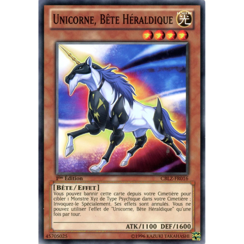 Yu-Gi-Oh TCG CBLZ-FR016 C Unicorne, Bête Héraldique Le Feu du Cosmos