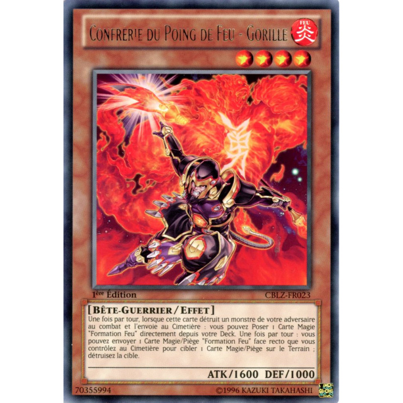 Yu-Gi-Oh TCG CBLZ-FR023 R Confrérie du Poing de Feu - Gorille Le Feu du Cosmos