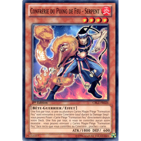 Yu-Gi-Oh TCG CBLZ-FR026 SR Confrérie du Poing de Feu - Serpent Le Feu du Cosmos