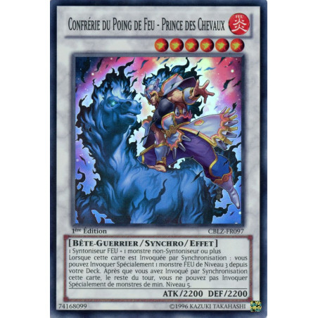 Yu-Gi-Oh TCG CBLZ-FR097 SR Confrérie du Poing de Feu - Prince des Chevaux Le Feu du Cosmos