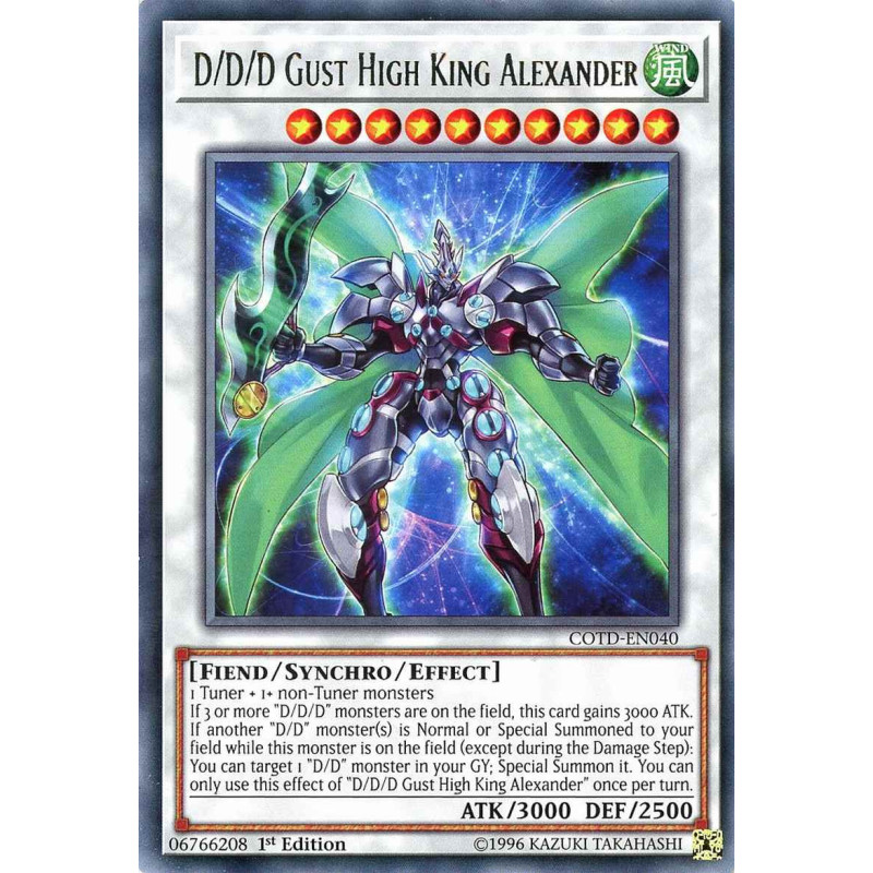 Yu-Gi-Oh TCG COTD-EN040 R D/D/D Gust High King Alexander Code of the Duelist