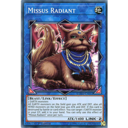 Yu-Gi-Oh TCG COTD-EN052 SR Missus Radiant Code of the Duelist