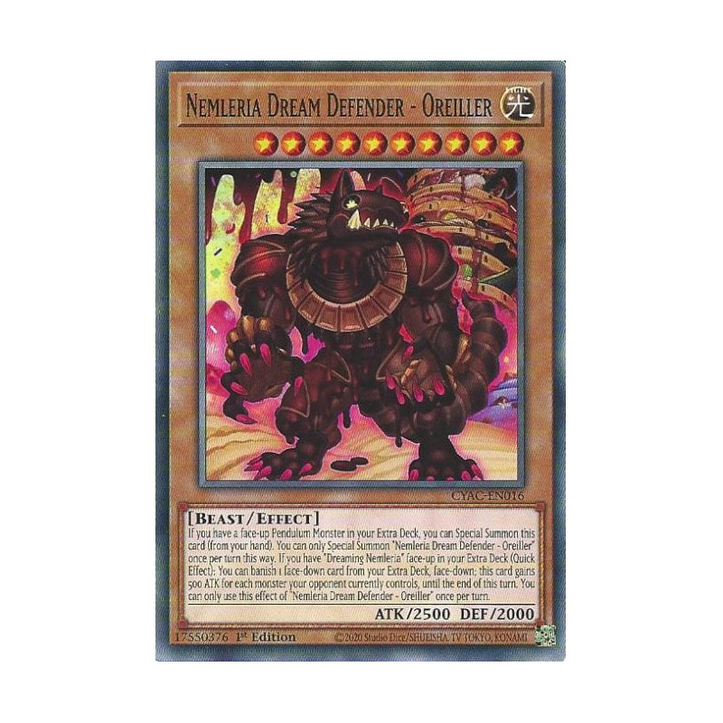 Yu-Gi-Oh TCG CYAC-EN016 C Nemleria Dream Defender - Oreiller Cyberstorm Access