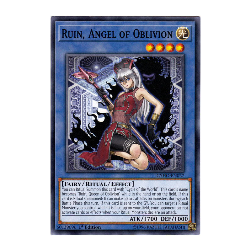 Yu-Gi-Oh TCG CYHO-EN027 C Ruin, Angel of Oblivion Cybernetic Horizon