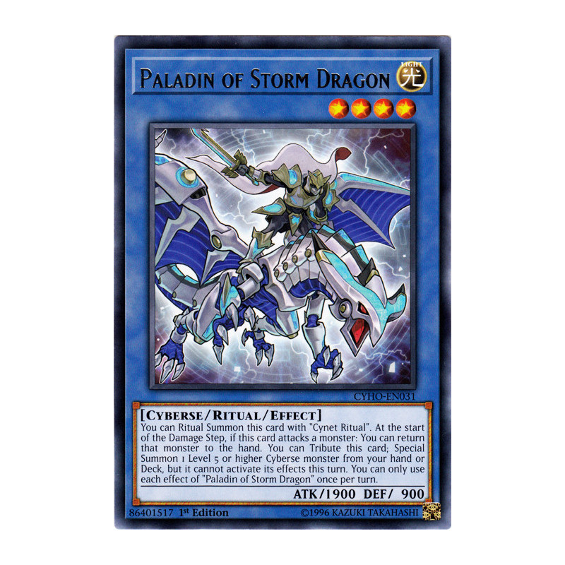 Yu-Gi-Oh TCG CYHO-EN031 R Paladin of Storm Dragon Cybernetic Horizon