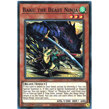 Yu-Gi-Oh TCG DABL-EN017 SR Baku the Beast Ninja Darkwing Blast