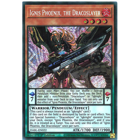 Yu-Gi-Oh TCG DABL-EN022 SE Ignis Phoenix, the Dracoslayer Darkwing Blast