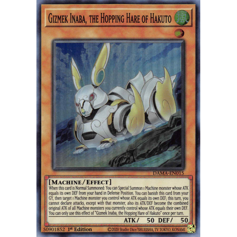 Yu-Gi-Oh TCG DAMA-EN015 SR Gizmek Inaba, the Hopping Hare of Hakuto Dawn of Majesty