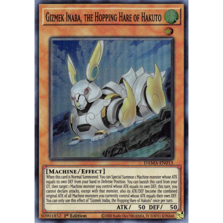 Yu-Gi-Oh TCG DAMA-EN015 SR Gizmek Inaba, the Hopping Hare of Hakuto Dawn of Majesty