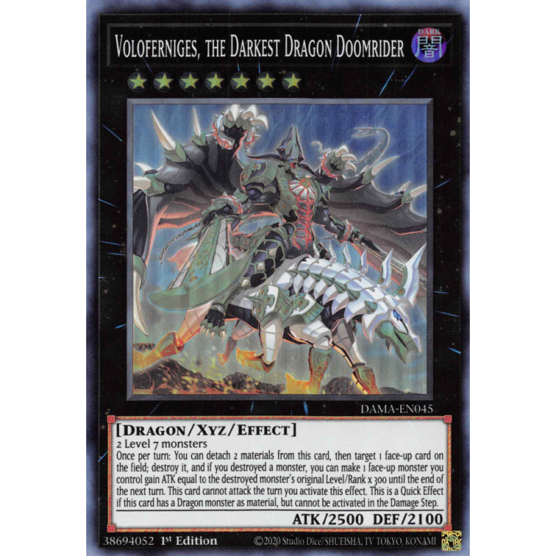 Yu-Gi-Oh TCG DAMA-EN045 SR Voloferniges, the Darkest Dragon Doomrider Dawn of Majesty