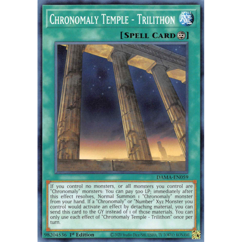 Yu-Gi-Oh TCG DAMA-EN059 C Chronomaly Temple - Trilithon Dawn of Majesty