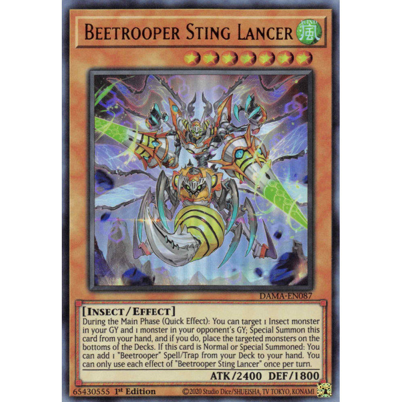 Yu-Gi-Oh TCG DAMA-EN087 UR Beetrooper Sting Lancer Dawn of Majesty
