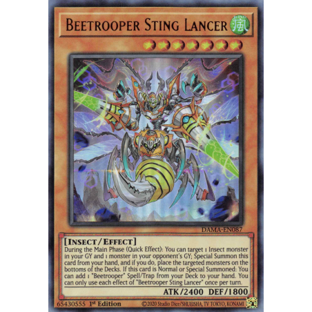 Yu-Gi-Oh TCG DAMA-EN087 UR Beetrooper Sting Lancer Dawn of Majesty