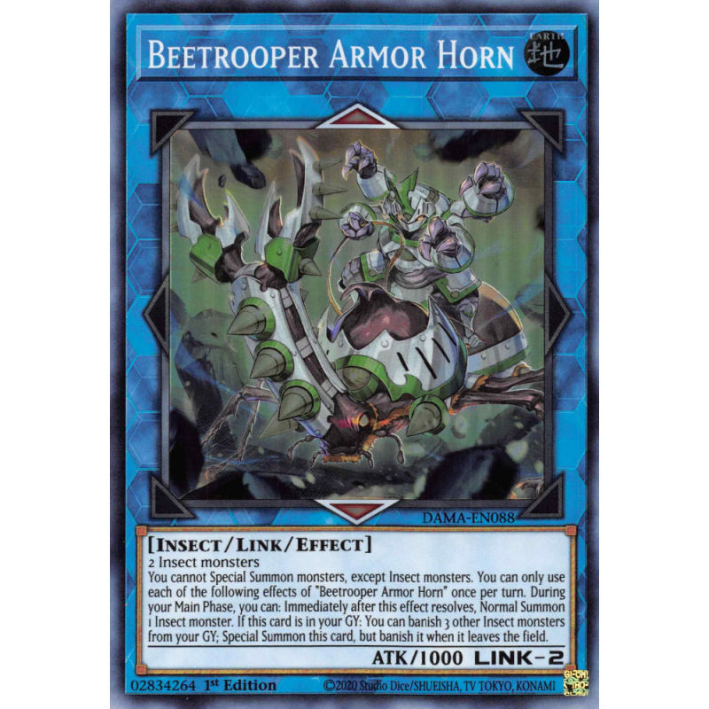 Yu-Gi-Oh TCG DAMA-EN088 SR Beetrooper Armor Horn Dawn of Majesty