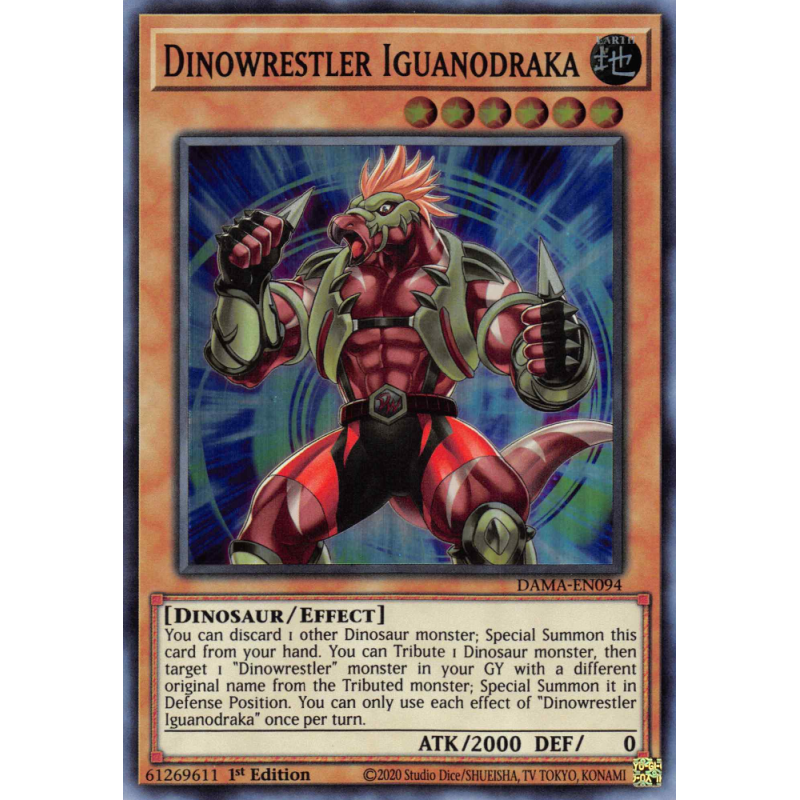 Yu-Gi-Oh TCG DAMA-EN094 SR Dinowrestler Iguanodraka Dawn of Majesty