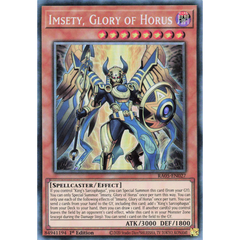 Yu-Gi-Oh TCG RA05-EN027 CR Imsety, Glory of Horus Collector's Rare Rarity Collection 5