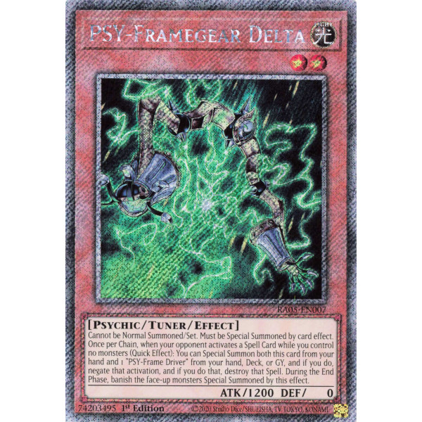 Yu-Gi-Oh TCG RA05-EN007 PS PSY-Framegear Delta Platinum Secret Rare Rarity Collection 5