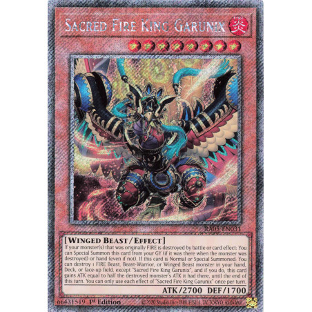 Yu-Gi-Oh TCG RA05-EN031 PS Sacred Fire King Garunix Platinum Secret Rare Rarity Collection 5