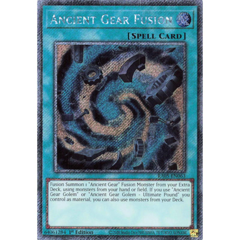 Yu-Gi-Oh TCG RA05-EN063 PS Ancient Gear Fusion Platinum Secret Rare Rarity Collection 5