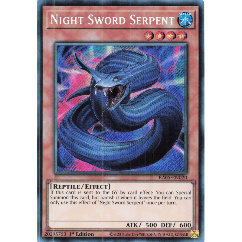 Yu-Gi-Oh TCG RA05-EN020 SE Night Sword Serpent Secret Rare Rarity Collection 5