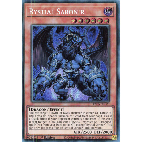 Yu-Gi-Oh TCG RA05-EN023 SE Bystial Saronir Secret Rare Rarity Collection 5