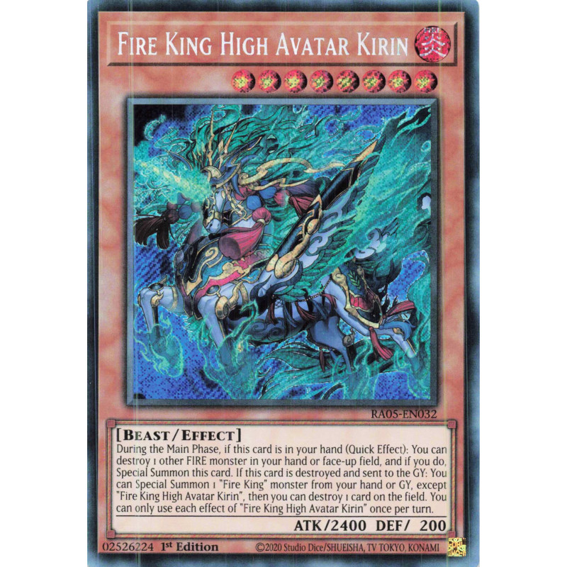 Yu-Gi-Oh TCG RA05-EN032 SE Fire King High Avatar Kirin Secret Rare Rarity Collection 5