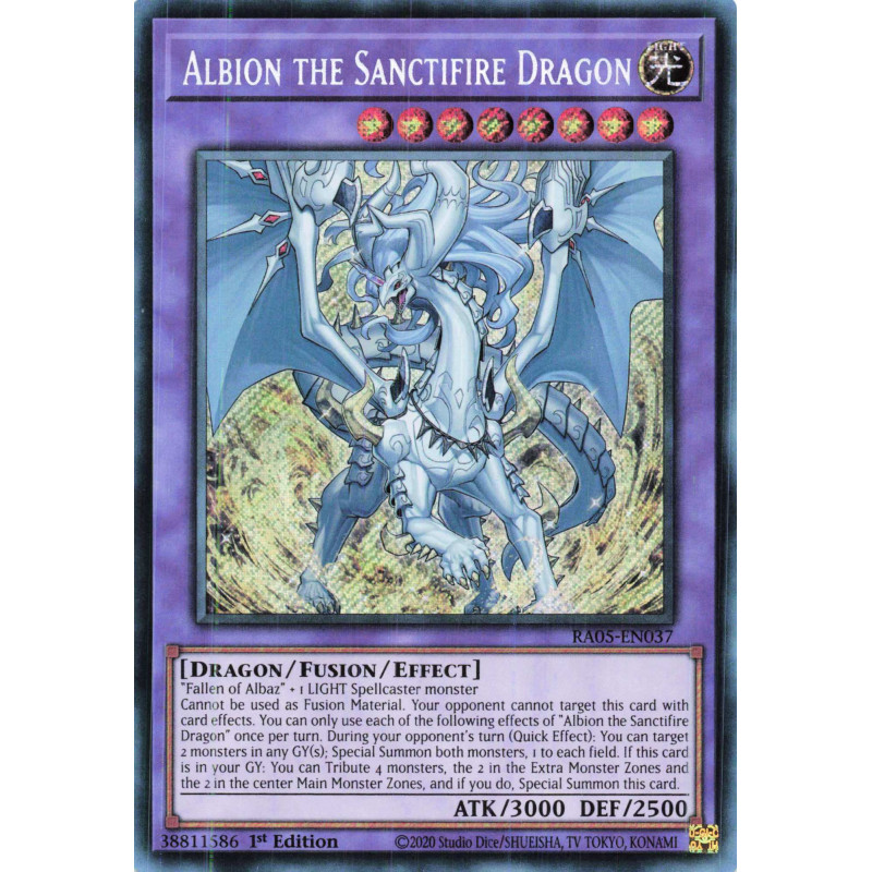 Yu-Gi-Oh TCG RA05-EN037 SE Albion the Sanctifire Dragon Secret Rare Rarity Collection 5
