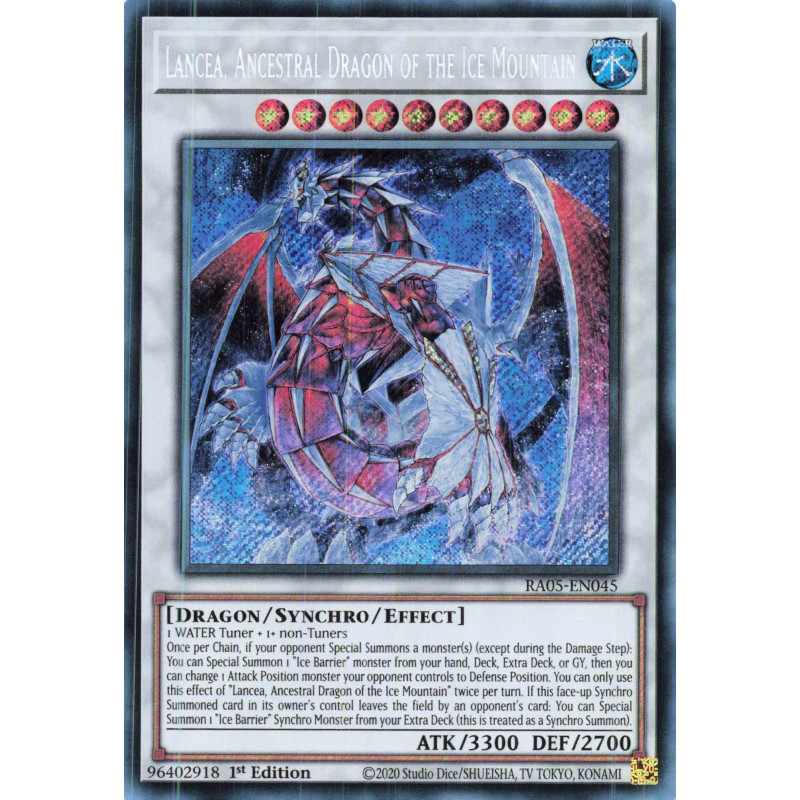 Yu-Gi-Oh TCG RA05-EN045 SE Lancea, Ancestral Dragon of the Ice Mountain Secret Rare Rarity Collection 5