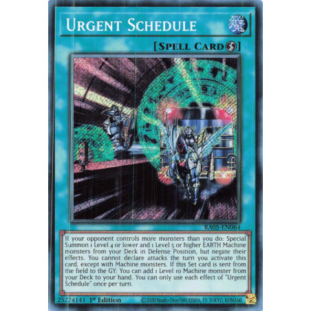 Yu-Gi-Oh TCG RA05-EN064 SE Urgent Schedule Secret Rare Rarity Collection 5