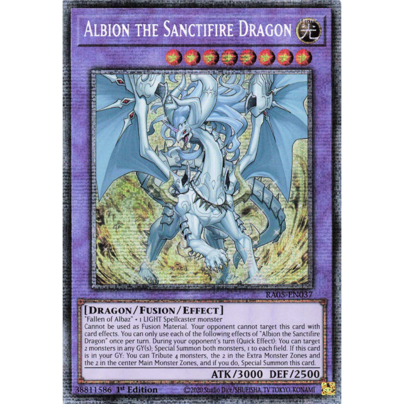 Yu-Gi-Oh TCG RA05-EN037 STAR Albion the Sanctifire Dragon Starlight Rare Rarity Collection 5