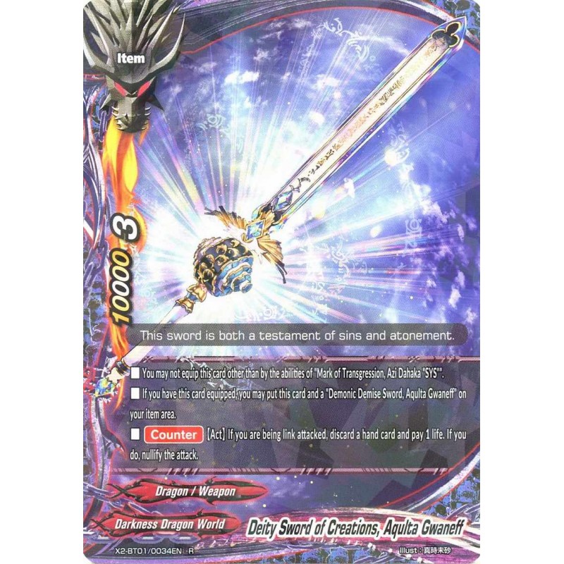 Buddyfight,Deity Sword of Creations Aqulta Gwaneff,X2-BT01/0034EN,Buddy