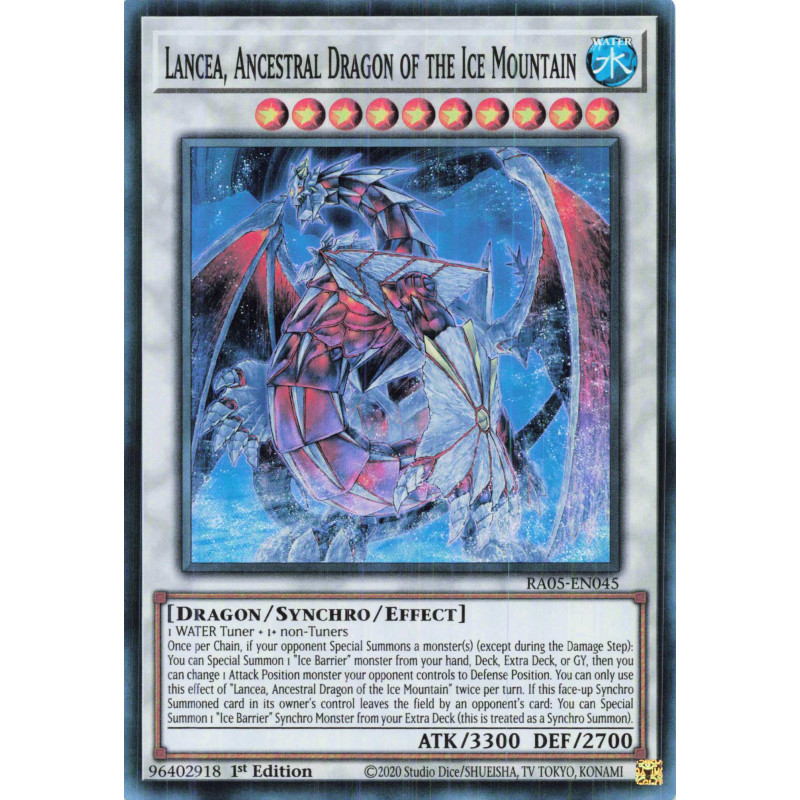 Yu-Gi-Oh TCG RA05-EN045 SR Lancea, Ancestral Dragon of the Ice Mountain Super Rare Rarity Collection 5