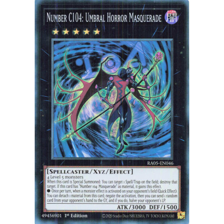 Yu-Gi-Oh TCG RA05-EN046 SR Number C104: Umbral Horror Masquerade Super Rare Rarity Collection 5