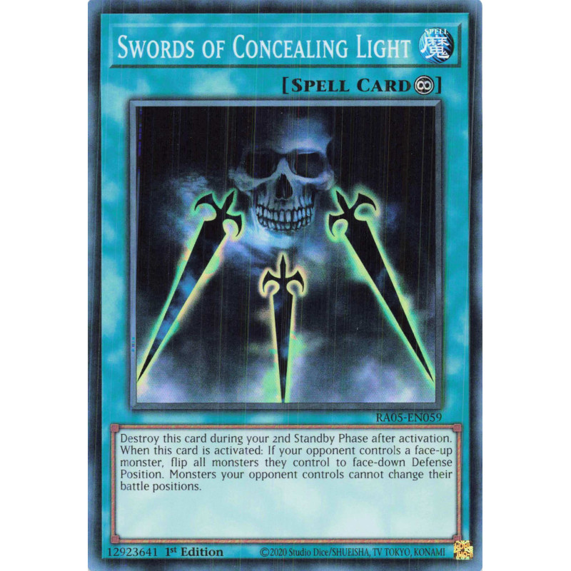 Yu-Gi-Oh TCG RA05-EN059 SR Swords of Concealing Light Super Rare Rarity Collection 5
