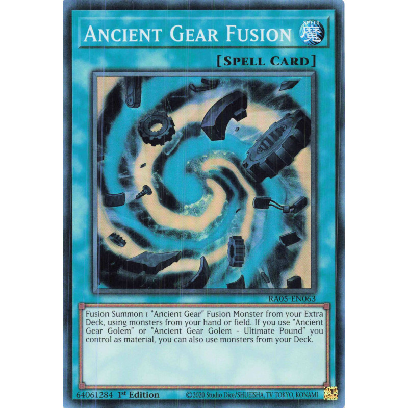Yu-Gi-Oh TCG RA05-EN063 SR Ancient Gear Fusion Super Rare Rarity Collection 5