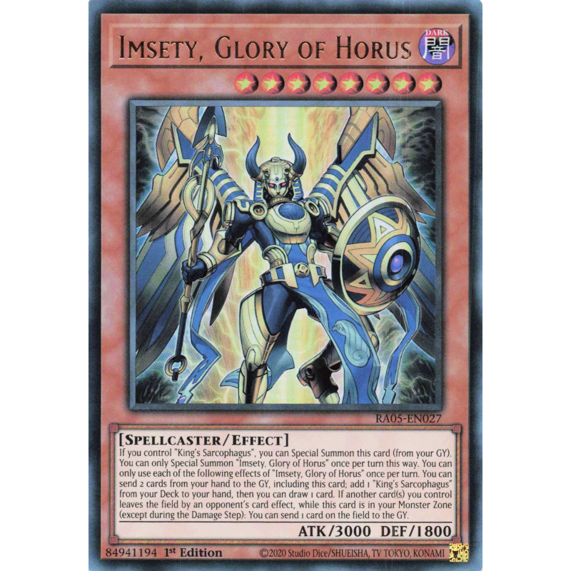 Yu-Gi-Oh TCG RA05-EN027 UR Imsety, Glory of Horus Ultra Rare Rarity Collection 5
